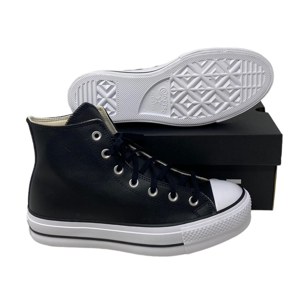 Converse Chuck Lift Platform High Top Leather Black Women Size Sneakers 561675C - Picture 6 of 11